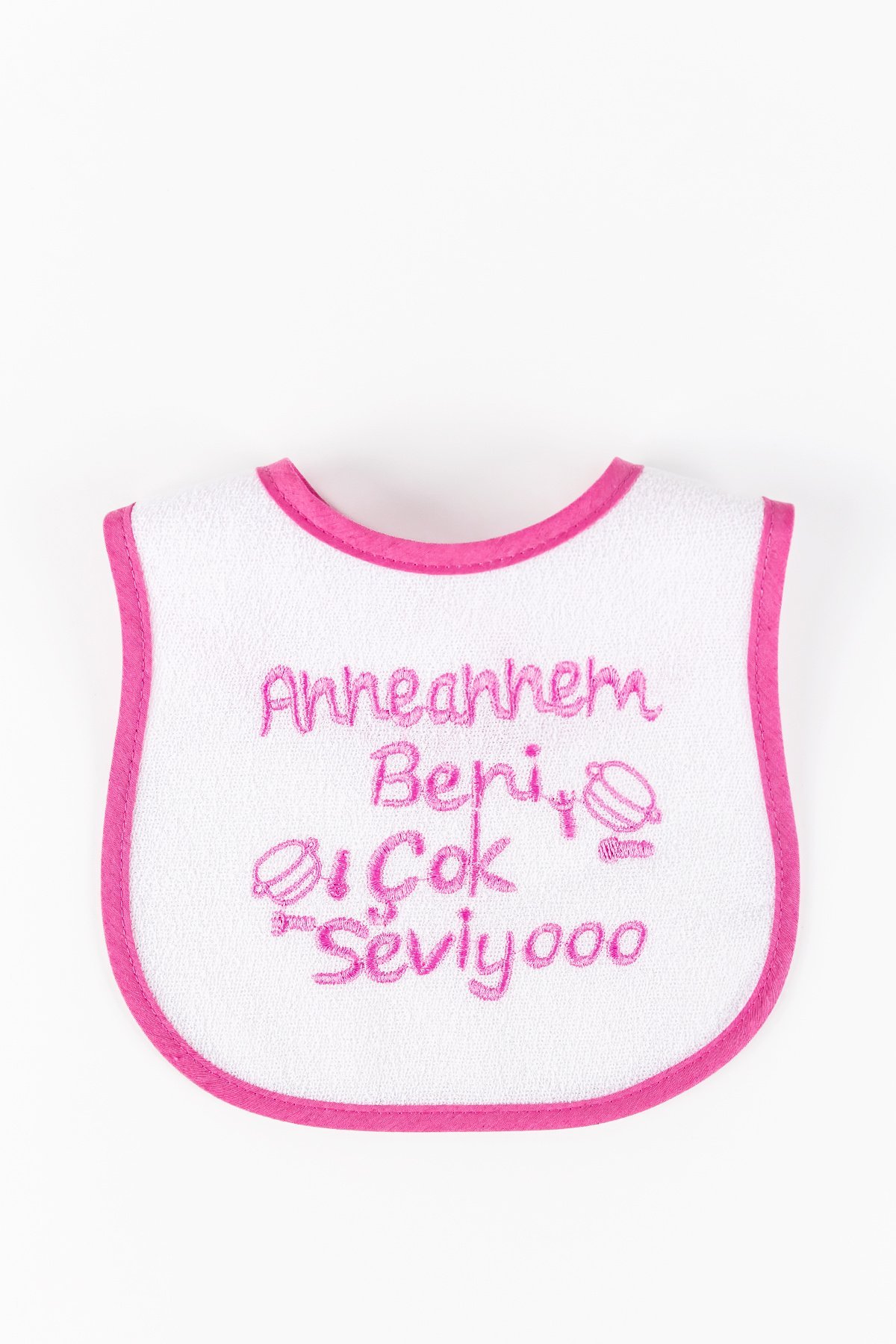 Anneannem Beni Çok Seviyo Yazılı Kız Bebek Su Geçirmez Mama Önlüğü