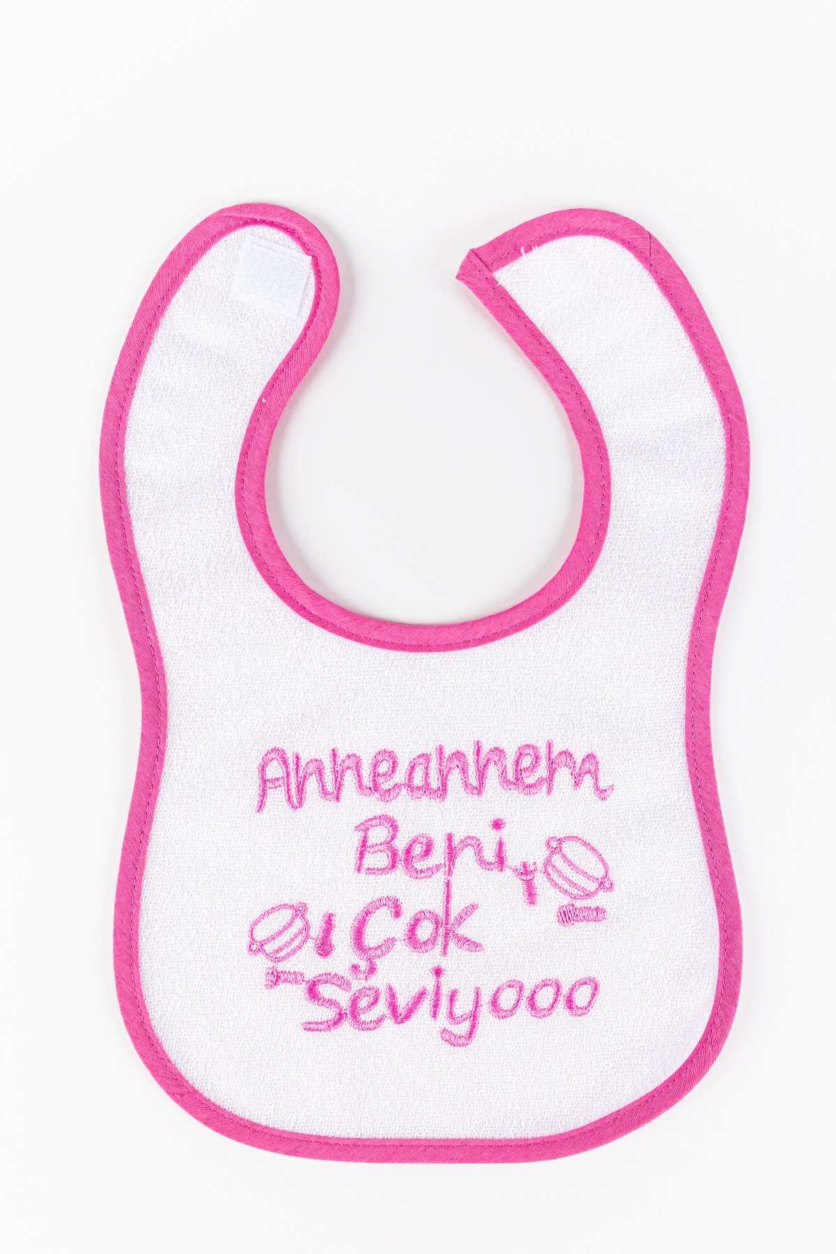 Anneannem Beni Çok Seviyo Yazılı Kız Bebek Su Geçirmez Mama Önlüğü