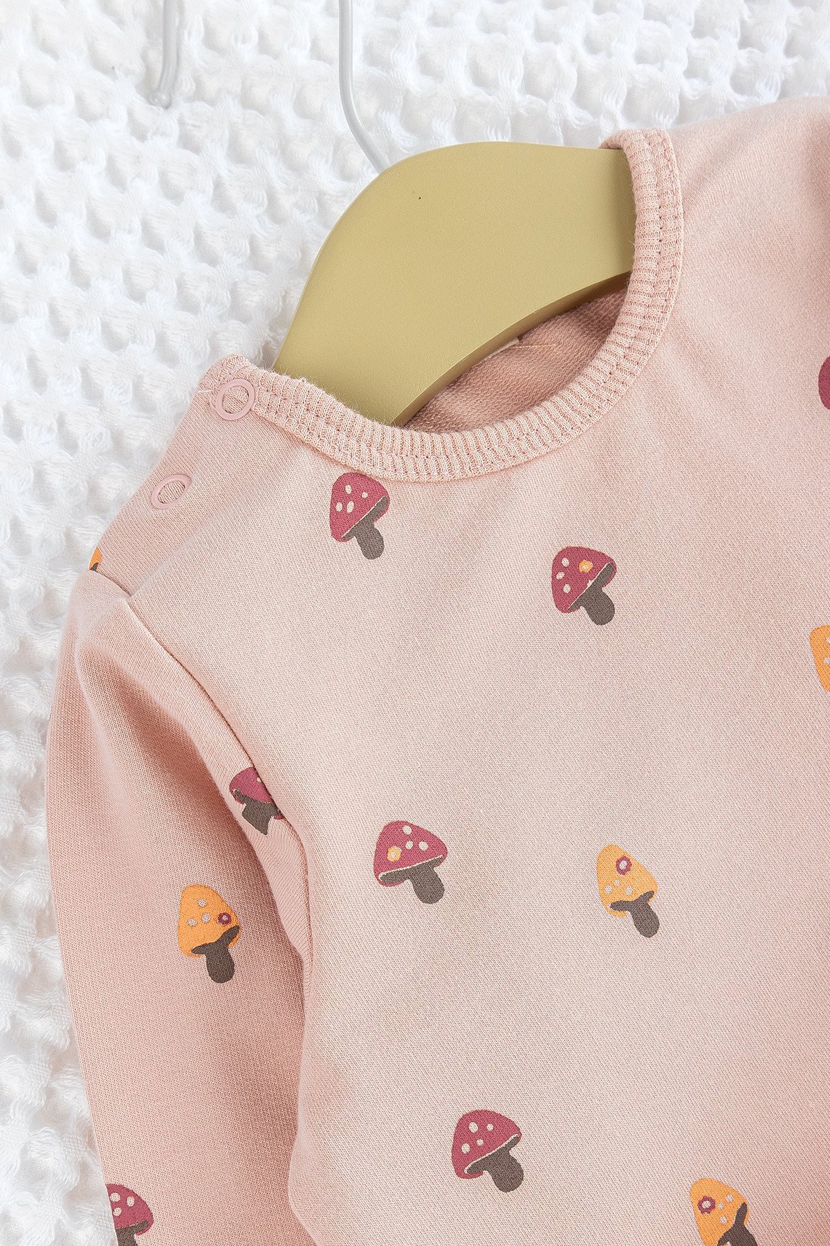 Mantar Desenli Somon 2'li Pamuklu Kız Bebek Takım