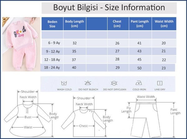 Welsoft Kışlık Kız Bebek Takım 2li Pembe Takım