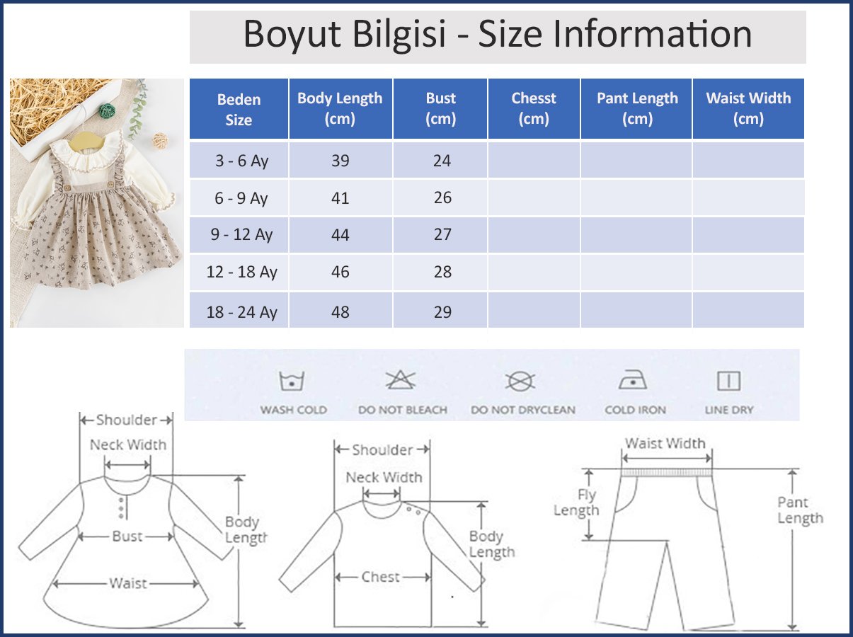 Çiçek Desenli Fırfırlı Keten Kız Bebek Elbise