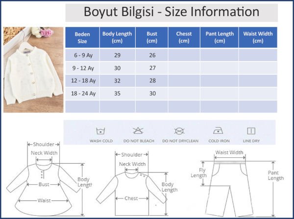 Kendinden Desenli Düğme Detaylı Kız Bebek Triko Hırka