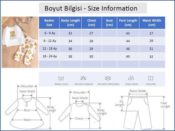 Ayıcık Figürlü 2'li Erkek Bebek Takım