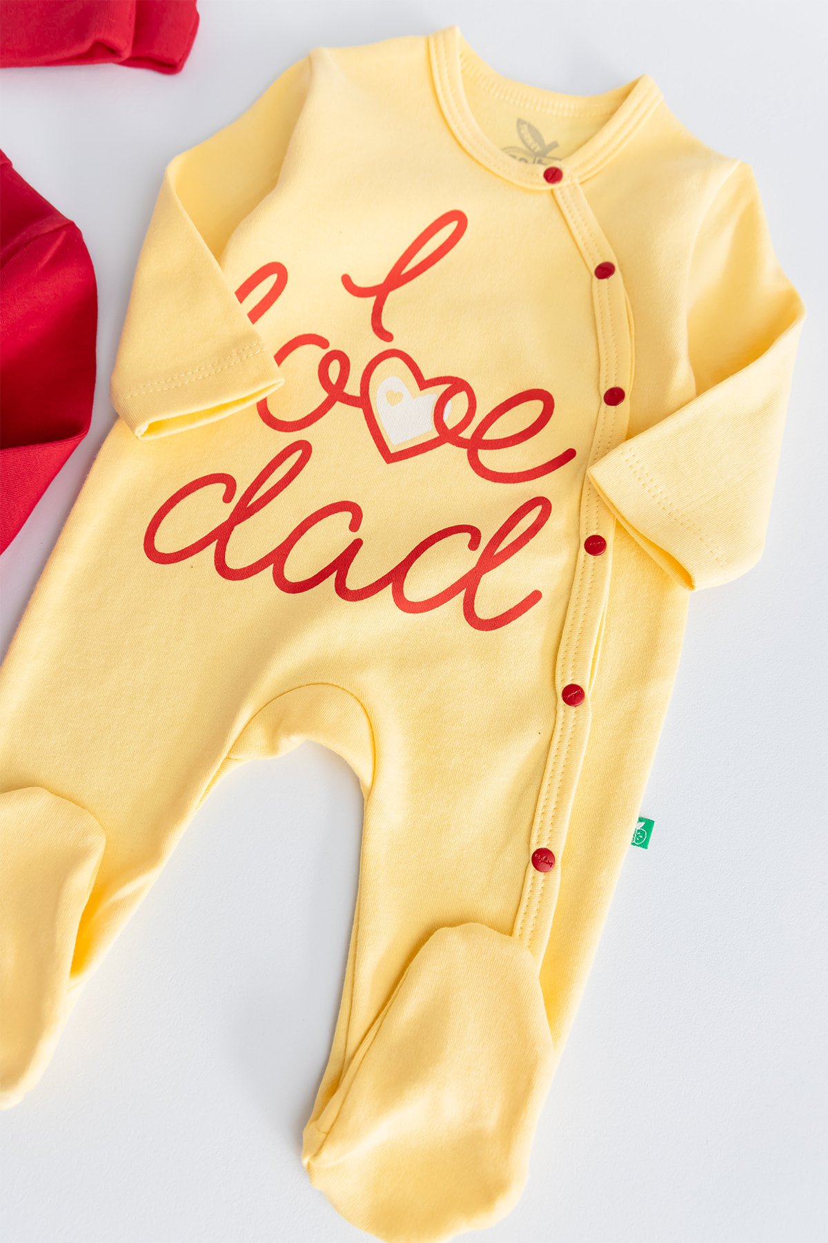 I Love Dad Taraftar Sarı Kırmızı İkili Bebek Tulum Takım