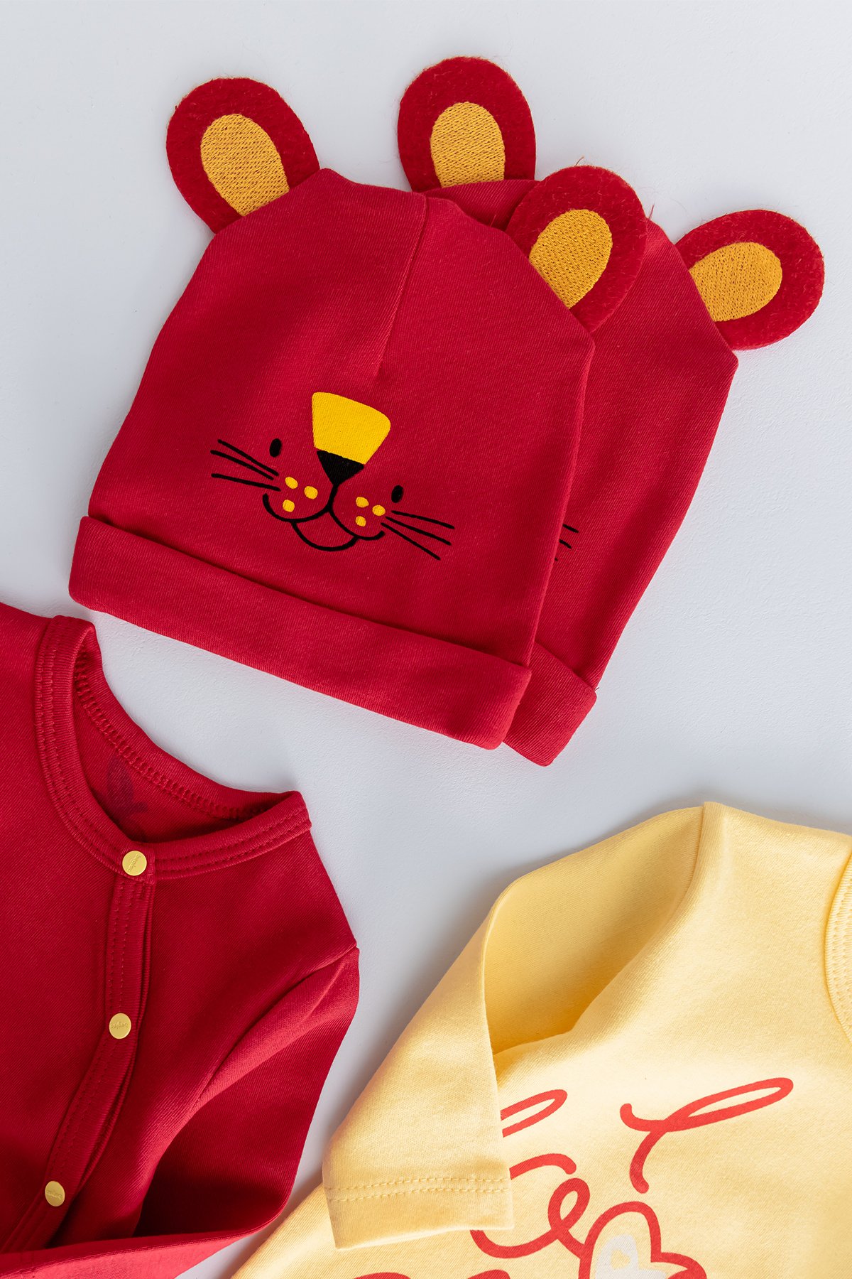 I Love Dad Taraftar Sarı Kırmızı İkili Bebek Tulum Takım