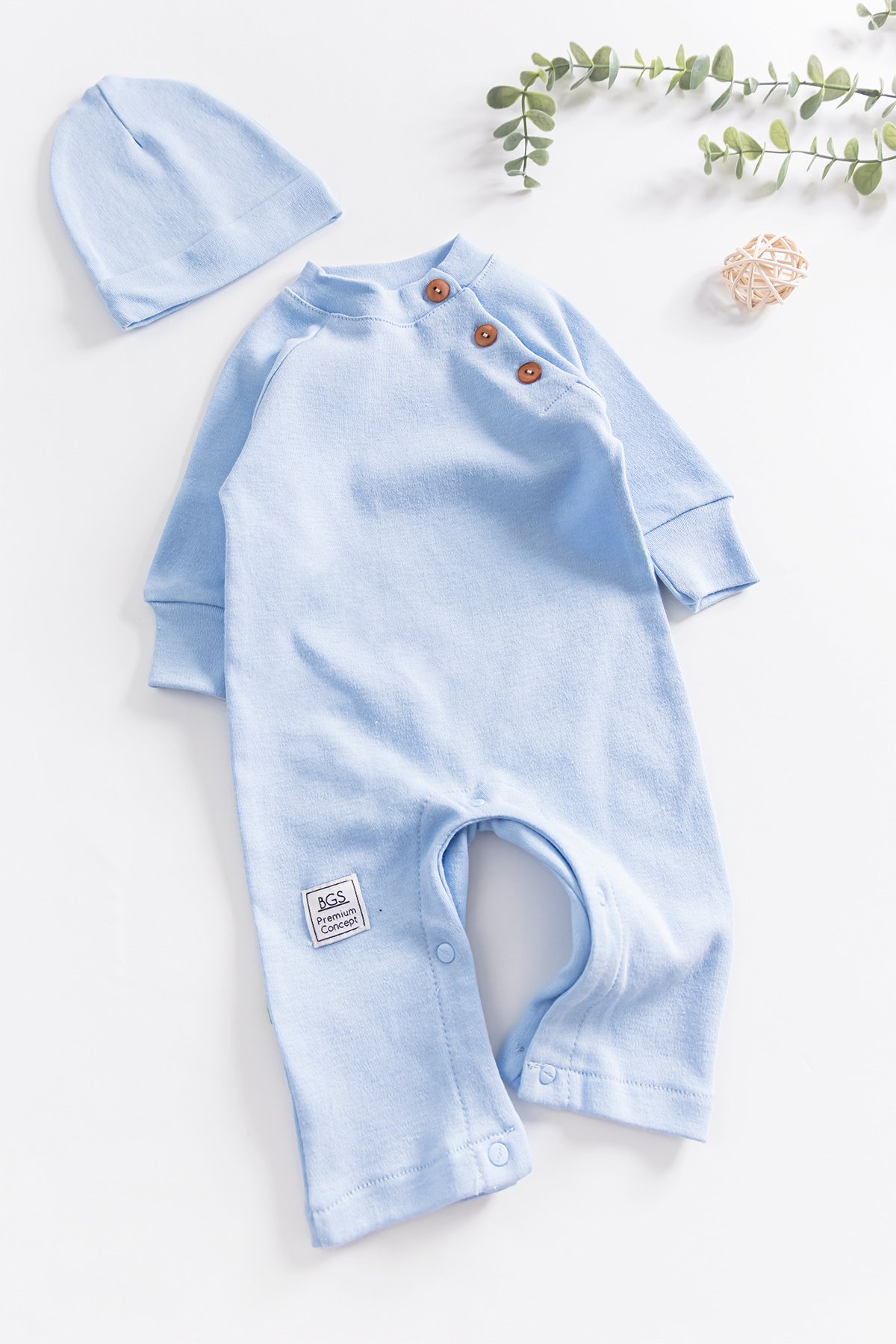 Düğme Detaylı Erkek Bebek Tulum