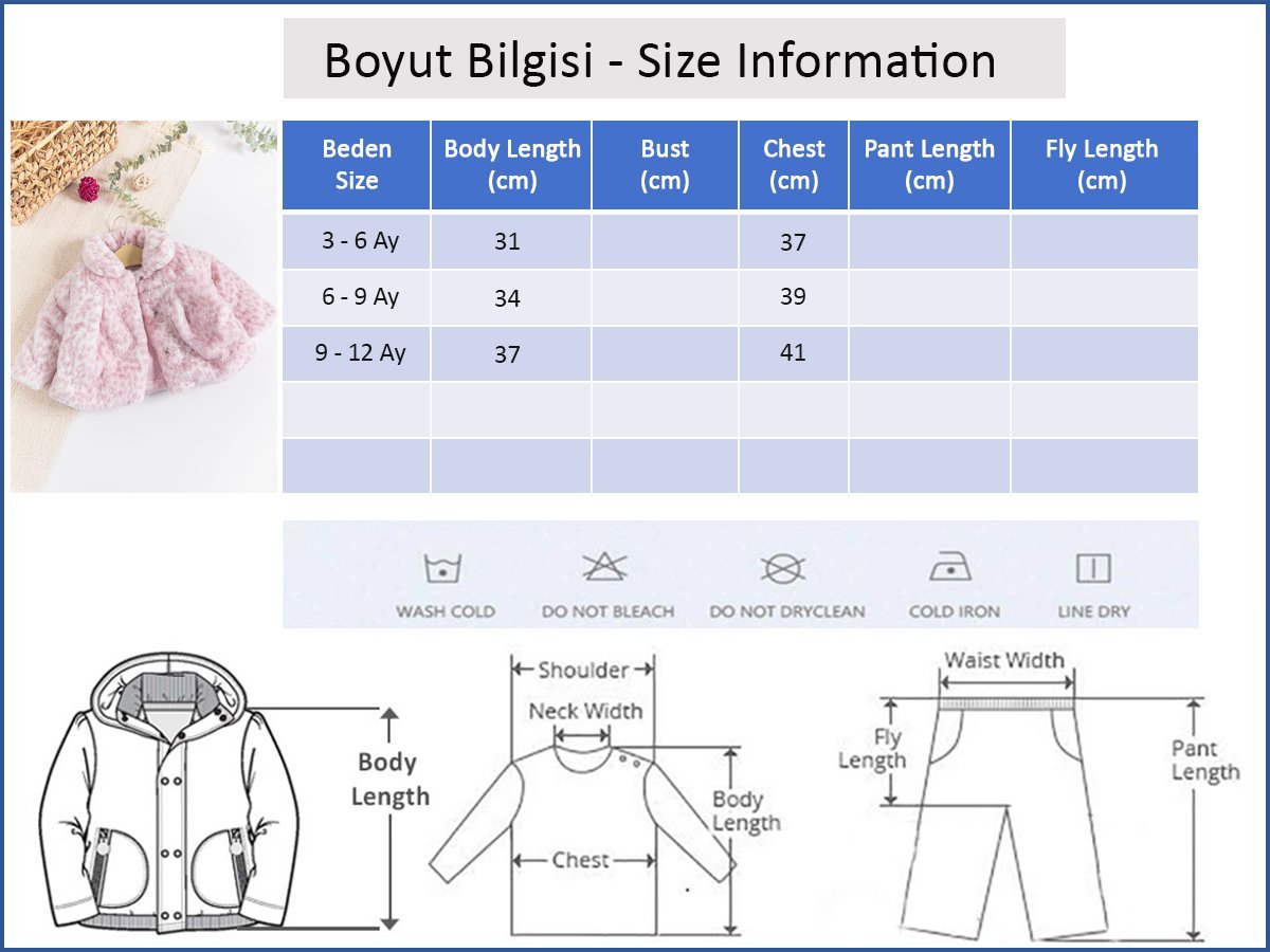 Leopar Desenli Peluş Kız Bebek Mont