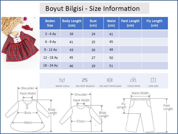 Ekoseli Bebe Yakalı Kız Bebek Elbise