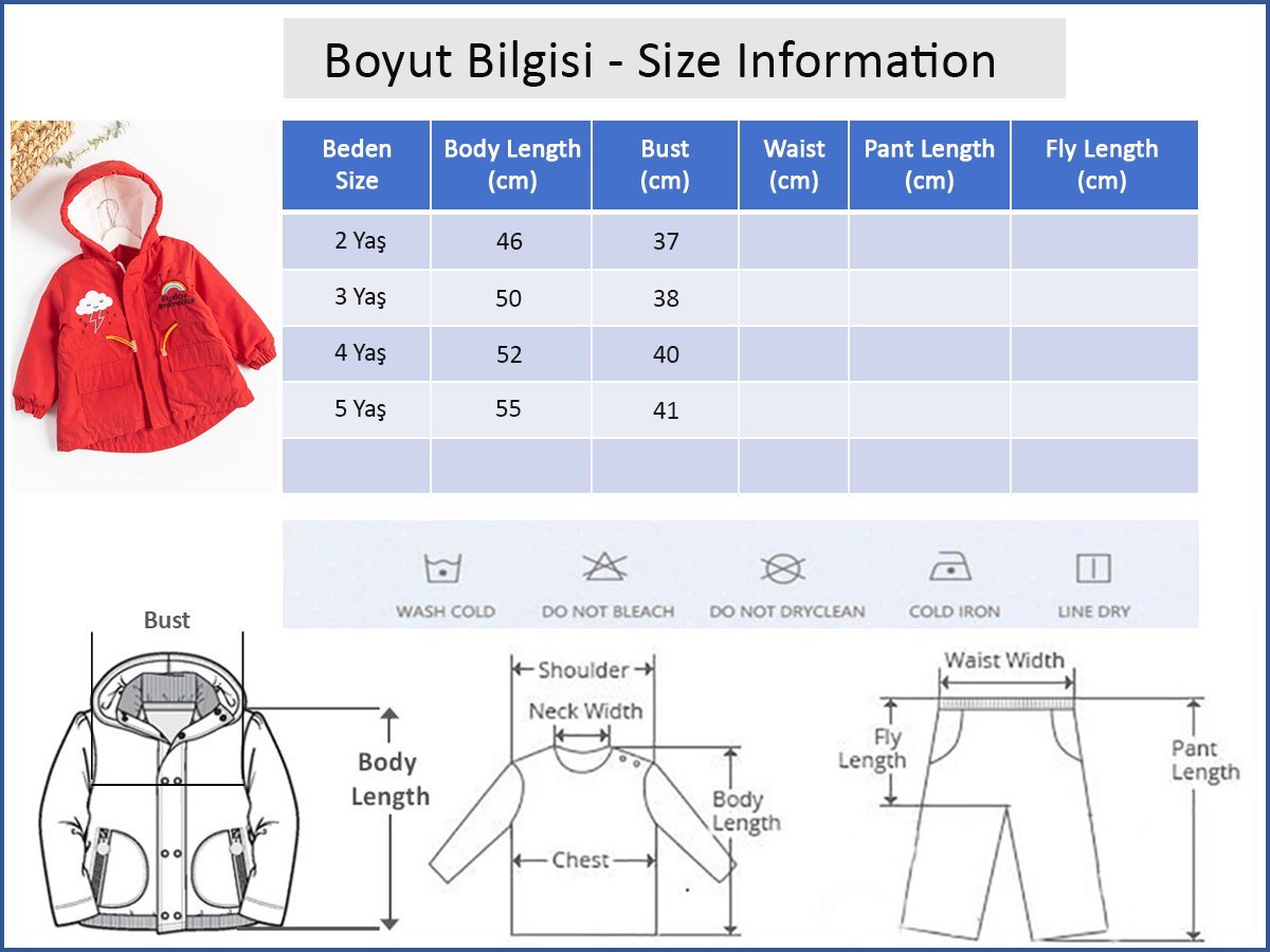 Gökkuşağı İşlemeli Peluş Astarlı Kız Çocuk Mont
