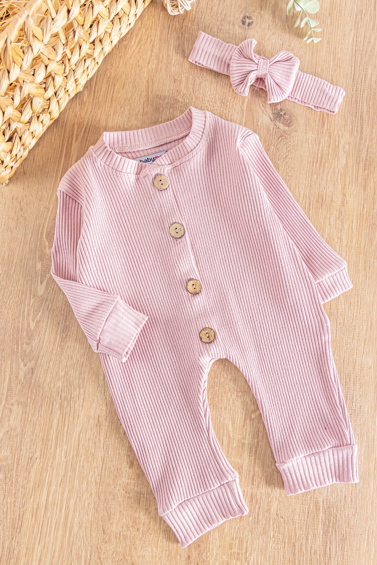 Önden Düğmeli Bandanalı Kız Bebek Tulum