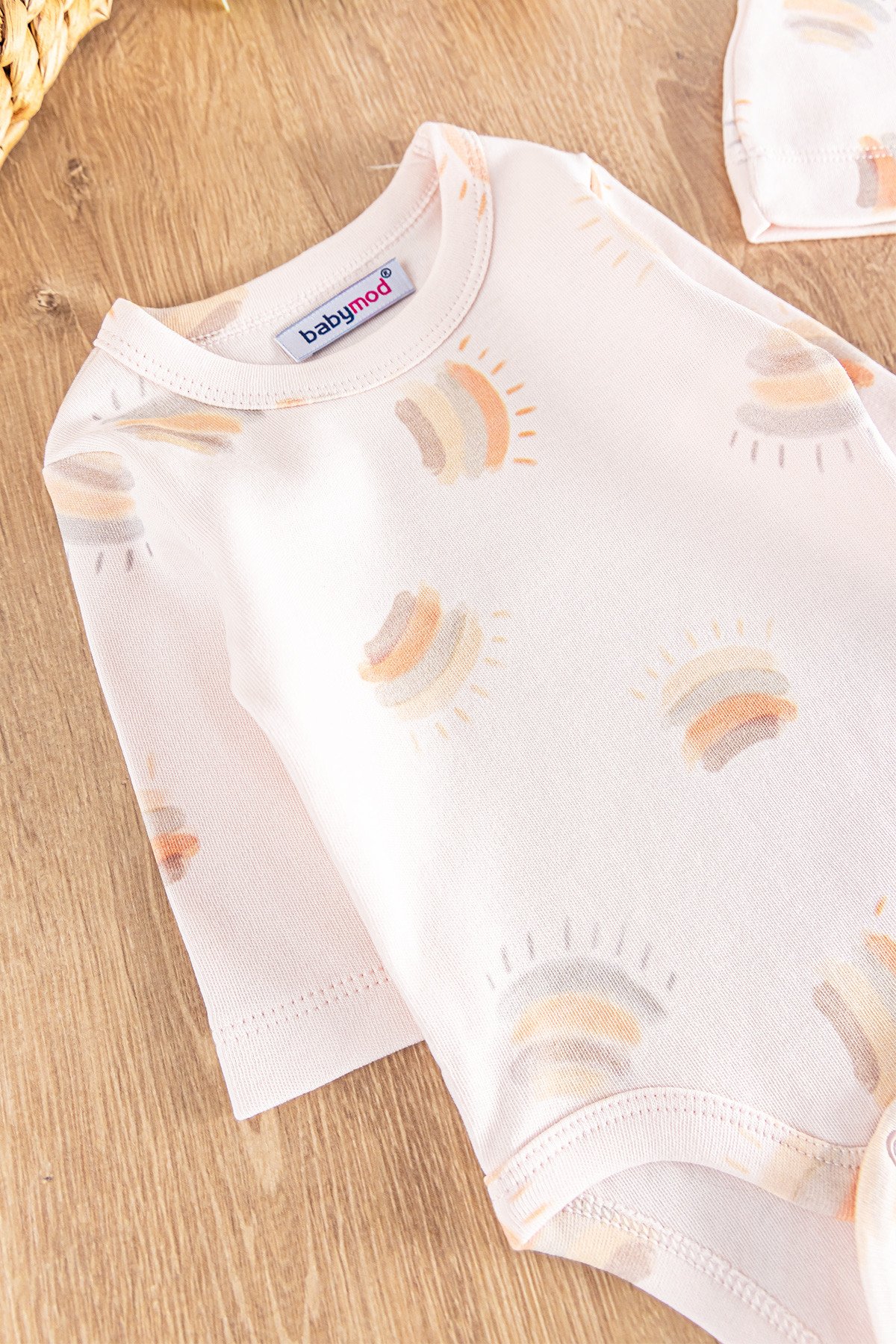 Gökkuşağı Desenli Şapkalı 3'lü Kız Bebek Takım