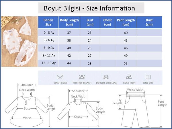 Gökkuşağı Desenli Şapkalı 3'lü Kız Bebek Takım