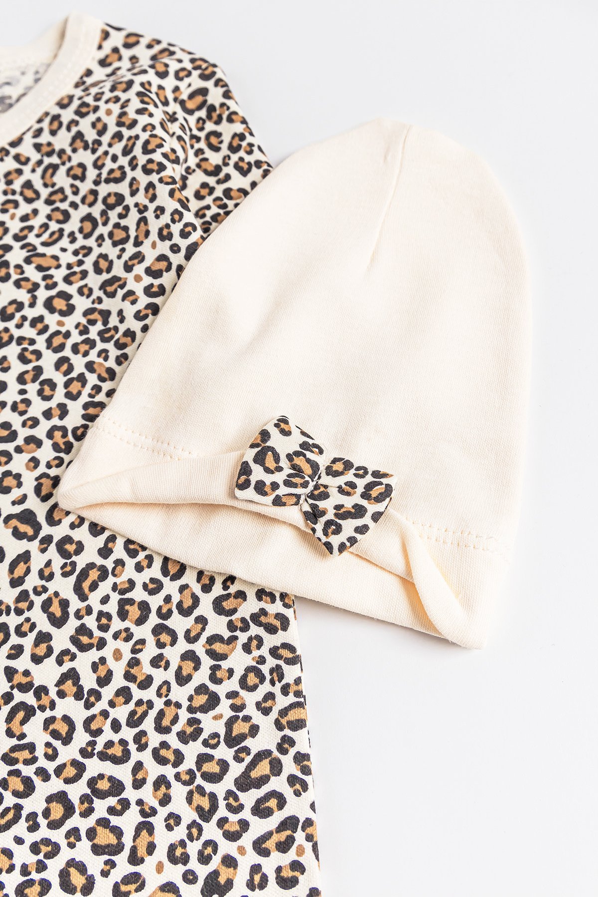 Leopar Desenli 2'li Uzun Kollu Kız Bebek Tulum Takım