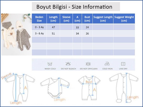 Leopar Desenli 2'li Uzun Kollu Kız Bebek Tulum Takım