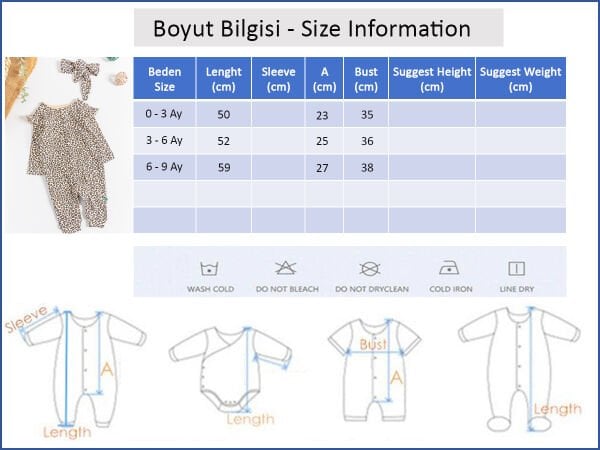Leopar Desenli Bandanalı Kız Bebek Tulum