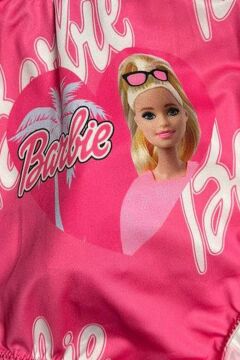 Kız Çocuk Barbie Baskılı Pembe Mikro Mayo