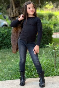 Kız Çocuk Lady Kürklü Kabanlı Kahverengi Alt Üst Takım