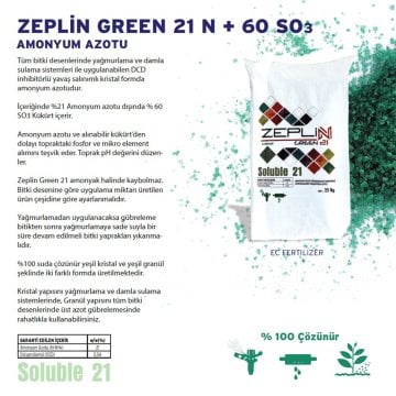 Zeplin Green 21 Akıllı Şeker Gübre 25 Kg