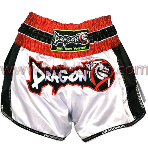Retro Muay Thai Şort - Beyaz Large (L)
