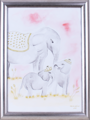Anne Fil ve Yavruları - Pembe
