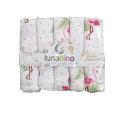 5'li Paket Müslin Ağız Bezi Seti - Flamingo