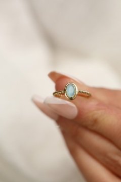 Mavi Opal taş Oval Yüzük