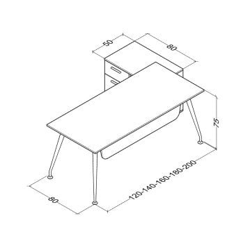 İvory 80cm Alt Etajerli Çalışma Masası