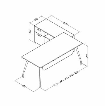 İvory 120cm Alt Etajerli Çalışma Masası