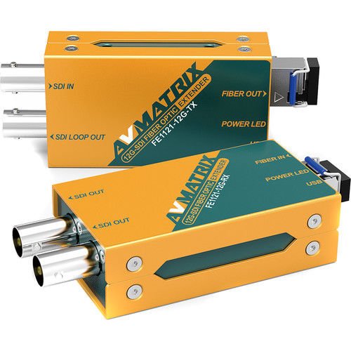 AvMatrix FE1121 12G-SDI Fiber Optic Extender Transmitter/Receiver Set