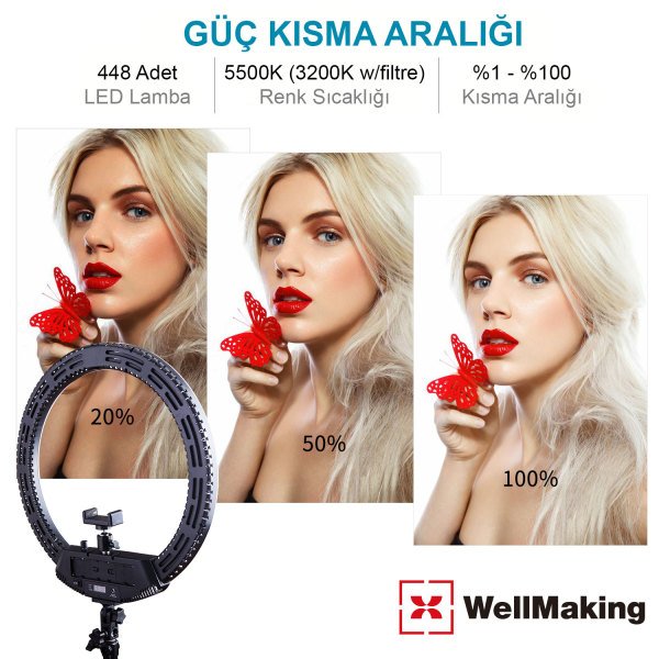 WellMaking 18'' Ring Light Led Işık - 48W Halka Işık Sistemi