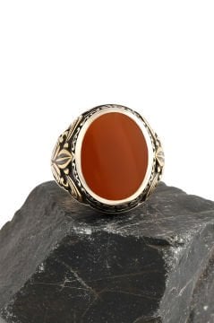 Akik Taşlı Gümüş Erkek Yüzük