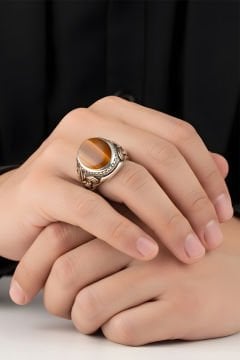 Kaplangözü Taşlı Gümüş Erkek Yüzük