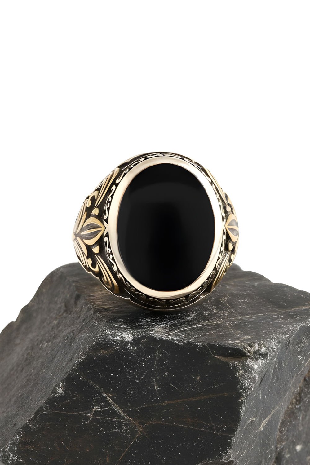 Oniks Taşlı Gümüş Erkek Yüzük