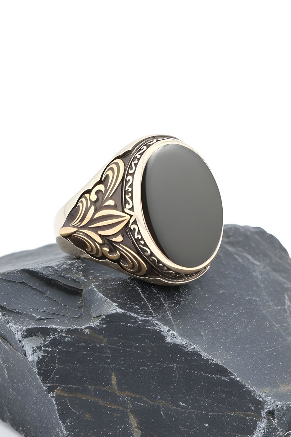 Oniks Taşlı Gümüş Erkek Yüzük