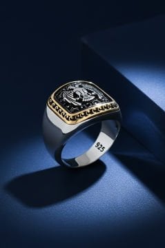 Sade Model Selçuklu Kartallı Taşsız Gümüş Yüzük