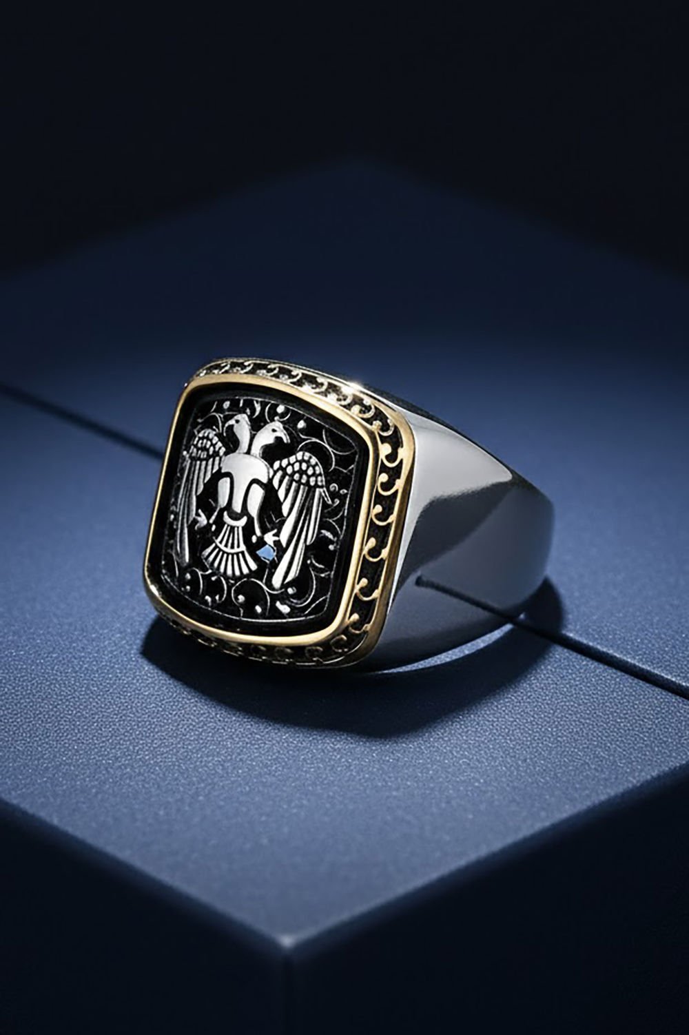 Sade Model Selçuklu Kartallı Taşsız Gümüş Yüzük