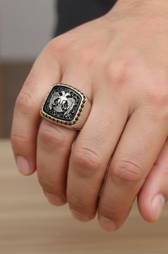 Sade Model Selçuklu Kartallı Taşsız Gümüş Yüzük