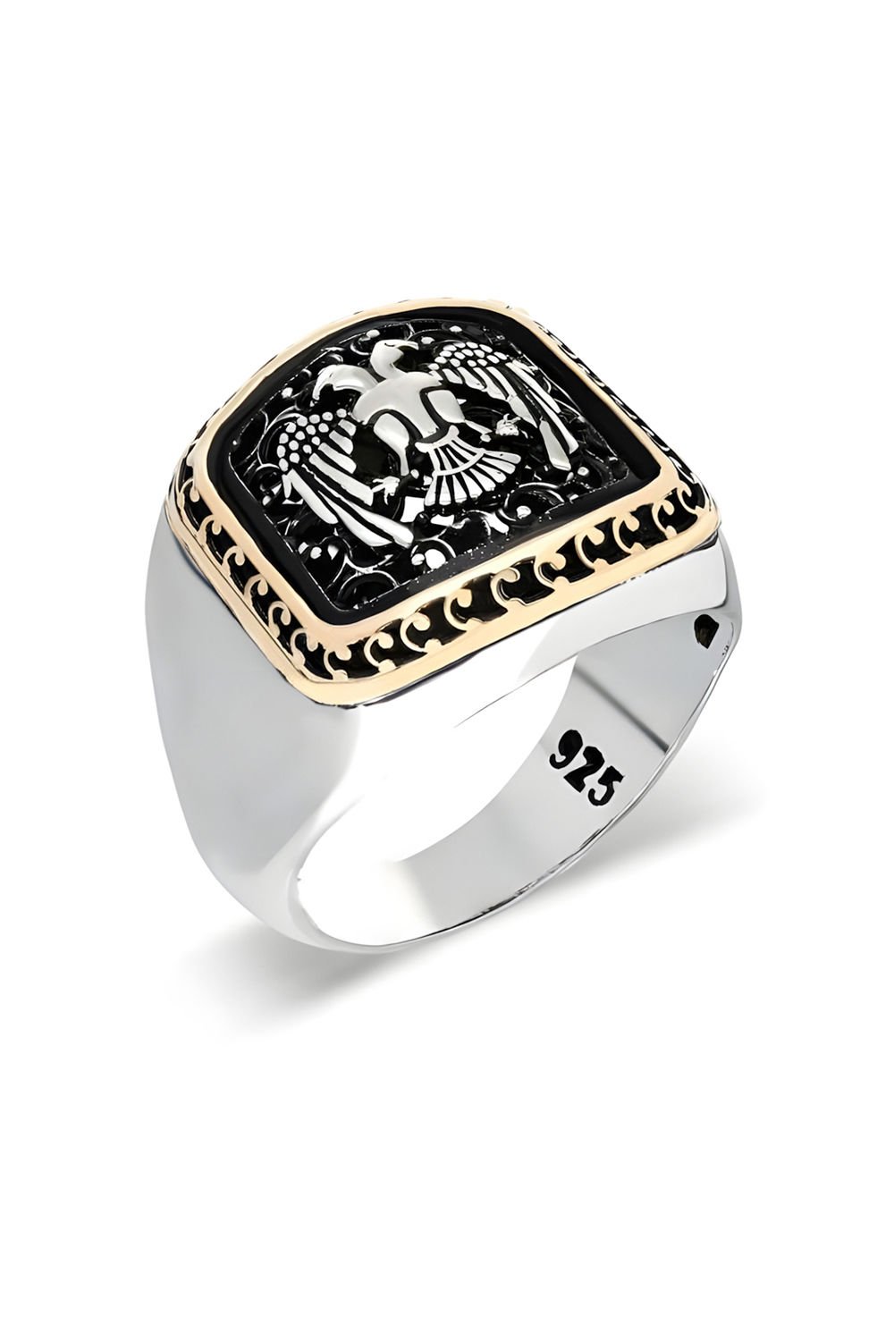 Sade Model Selçuklu Kartallı Taşsız Gümüş Yüzük