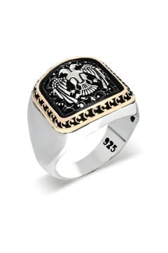 Sade Model Selçuklu Kartallı Taşsız Gümüş Yüzük