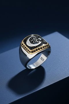 Sade Model Ay Yıldızlı Taşsız Gümüş Yüzük