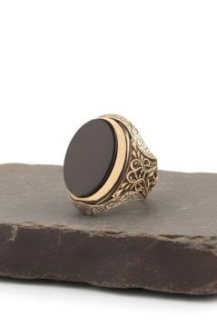 Oniks Taşlı Berceste Model Gümüş Erkek Yüzük