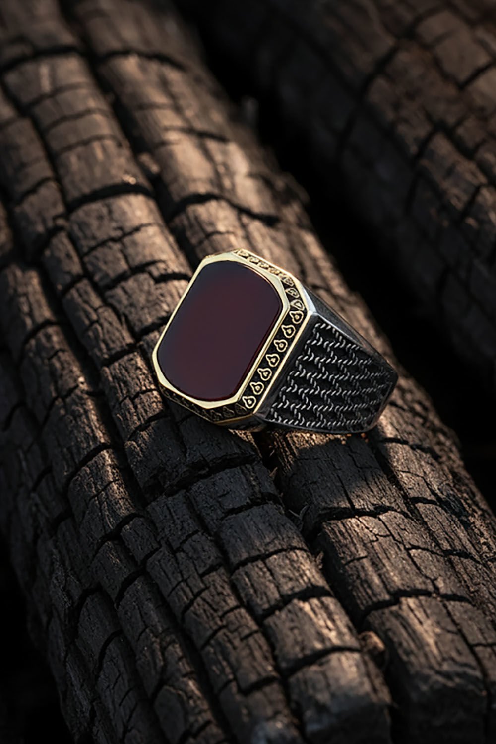 Akik Taşlı Gümüş Erkek Yüzük