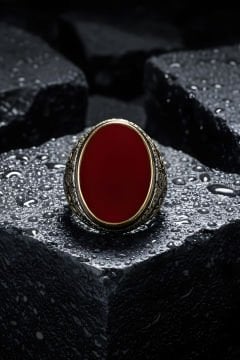 Akik Taşlı Gümüş Erkek Yüzük