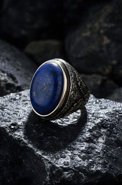 Lapis Lazuli Taşlı Gümüş Erkek Yüzük