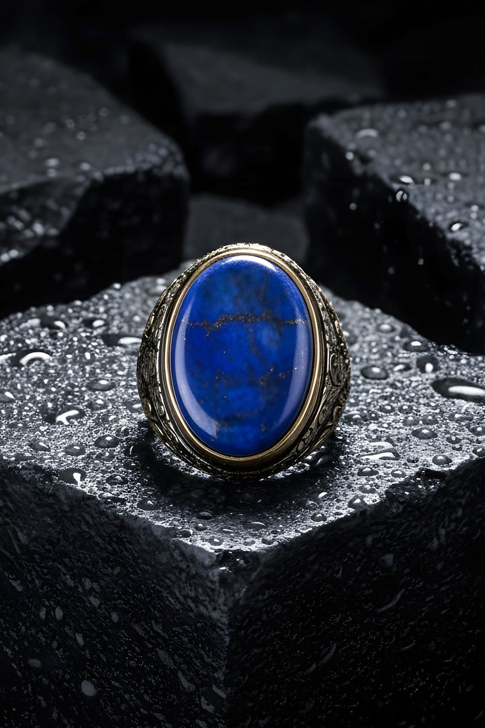 Lapis Lazuli Taşlı Gümüş Erkek Yüzük