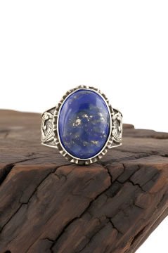 Lapis Lazuli Taşlı El İşi Gümüş Yüzük