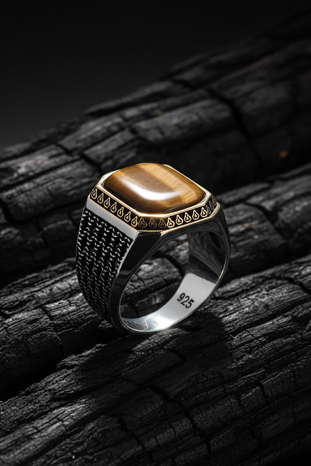 Kaplangözü Taşlı Gümüş Erkek Yüzük