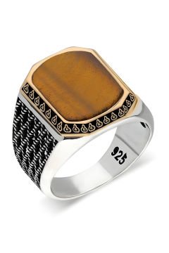 Kaplangözü Taşlı Gümüş Erkek Yüzük