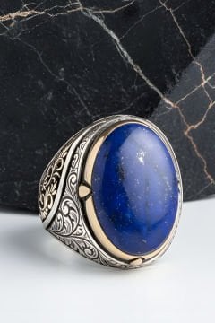 Lapis Taşlı Büyük Boy Gravür Sarmaşık Model Yüzük