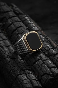 Oniks Taşlı Gümüş Erkek Yüzük